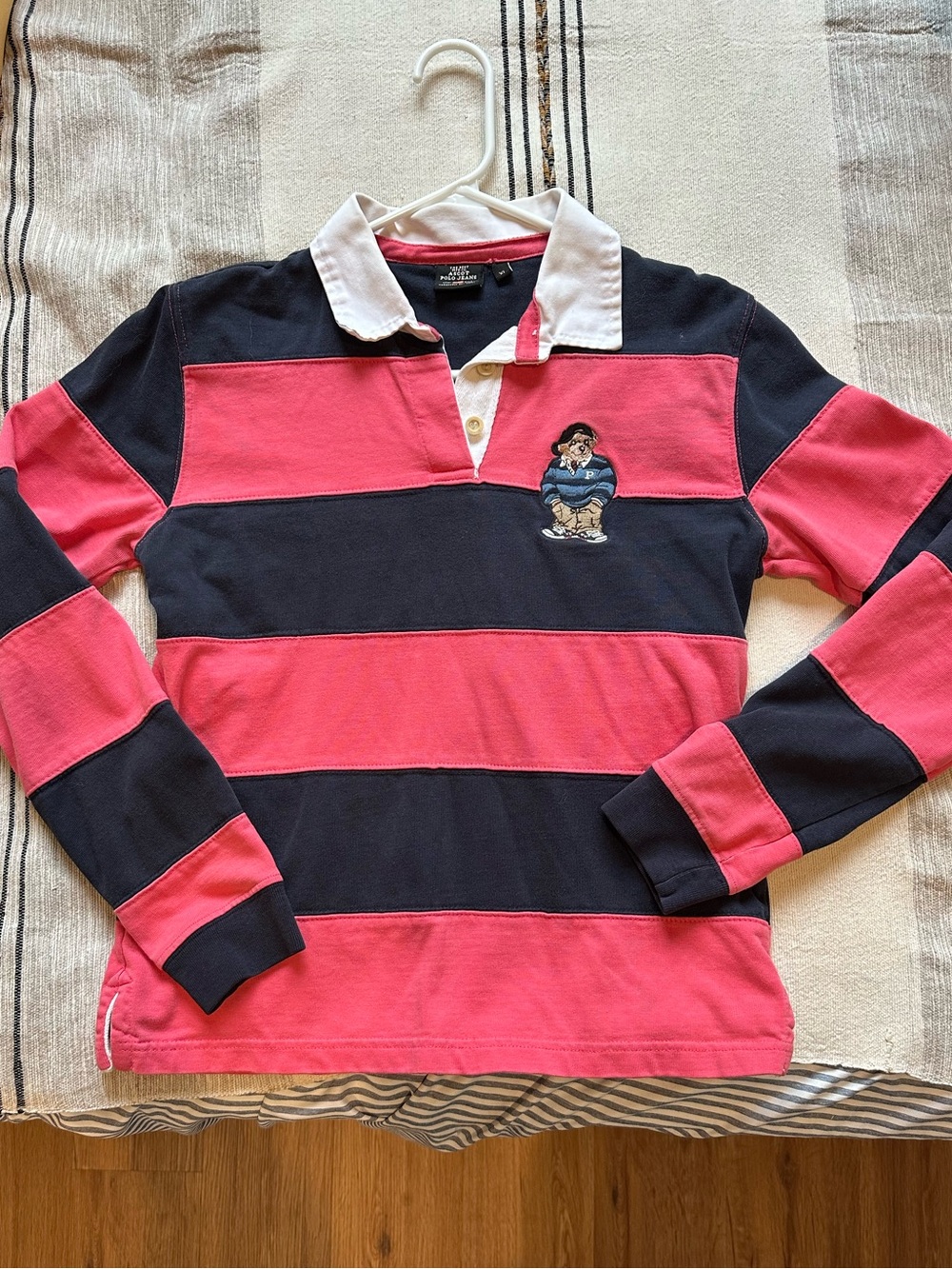 Ascot Polo - Pink & Navy with White Collar Rugby Shirt